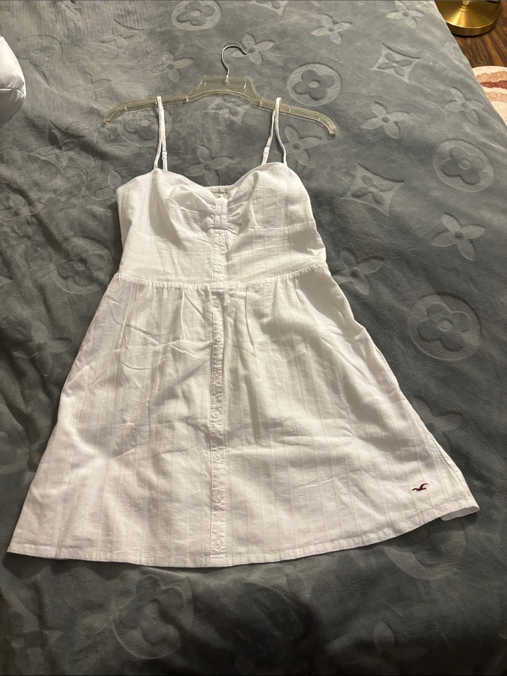 Hollister White Spaghetti-Strap Button Front Sundress